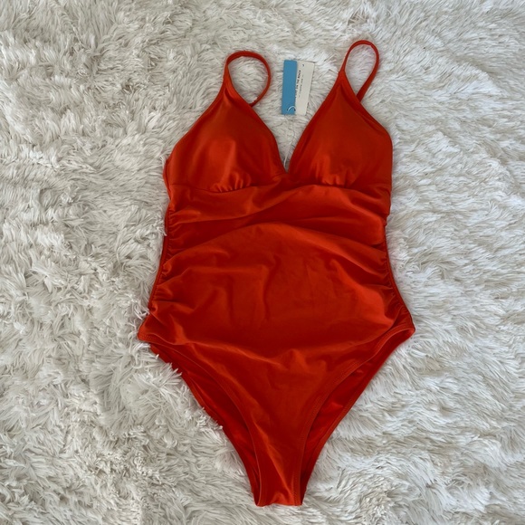 CUPSHE Women's One Piece Swimsuit Tummy Control V Neck Bathing Suits - Picture 2 of 4